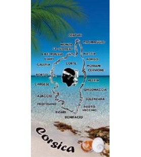Serviette Corsica plage et oeil de sainte Lucie