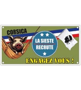 Plaque métal la sieste recrute