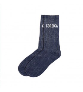 Chaussettes Corsica paillettes bleu foncé