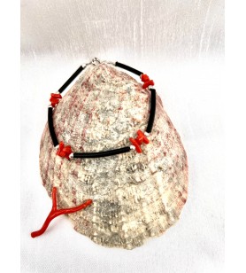 Bracelet corail rouge et caoutchouc